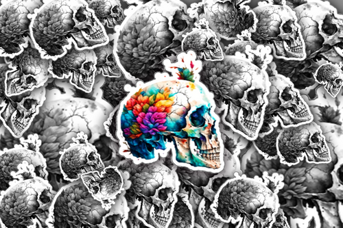 Watercolor Skull Sticker