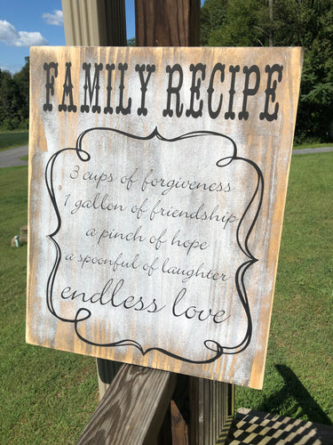 Family Recipe Sign