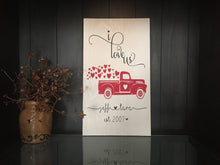 Load image into Gallery viewer, I love us red truck valentine personalized sign, red truck, i love us, family sign, valentines day sign, couples sign, love sign
