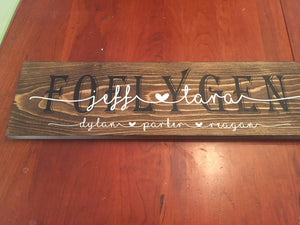Family name sign, last name sign, personalized name sign, wedding sign, wood family sign, custom family sign, wedding gift, family est sign