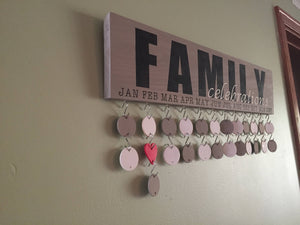 Family Celebration Board, Family Celebration Sign, Family Calendar, Birthday Calendar,