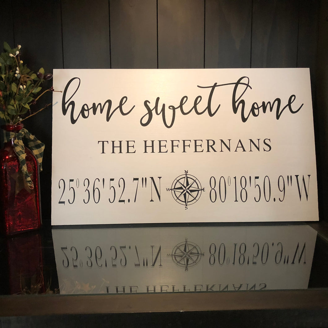 Home Sweet Home Sign, Longitude Latitude Wooden Sign, Personalized Latitude Longitude Sign, Coordinates Sign, Forever sign, Home sign