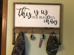 Coat/key holder sign