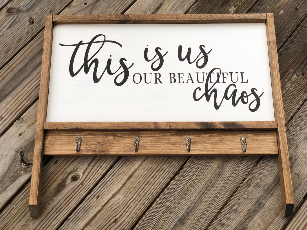 Coat/key holder sign